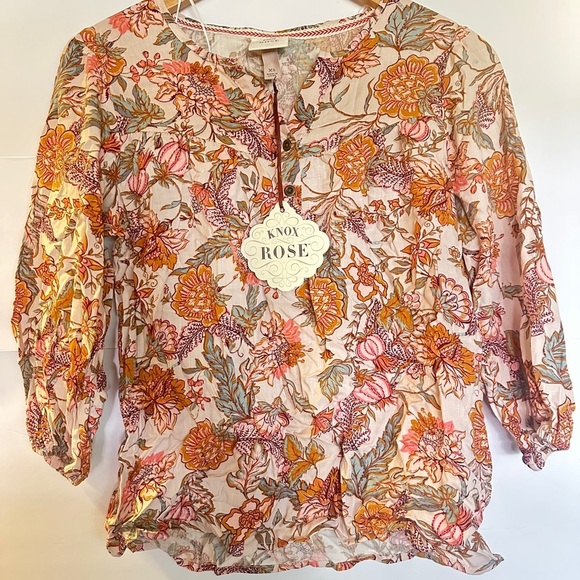 Knox Rose Tops - NWT Knox Rose floral top sz XS